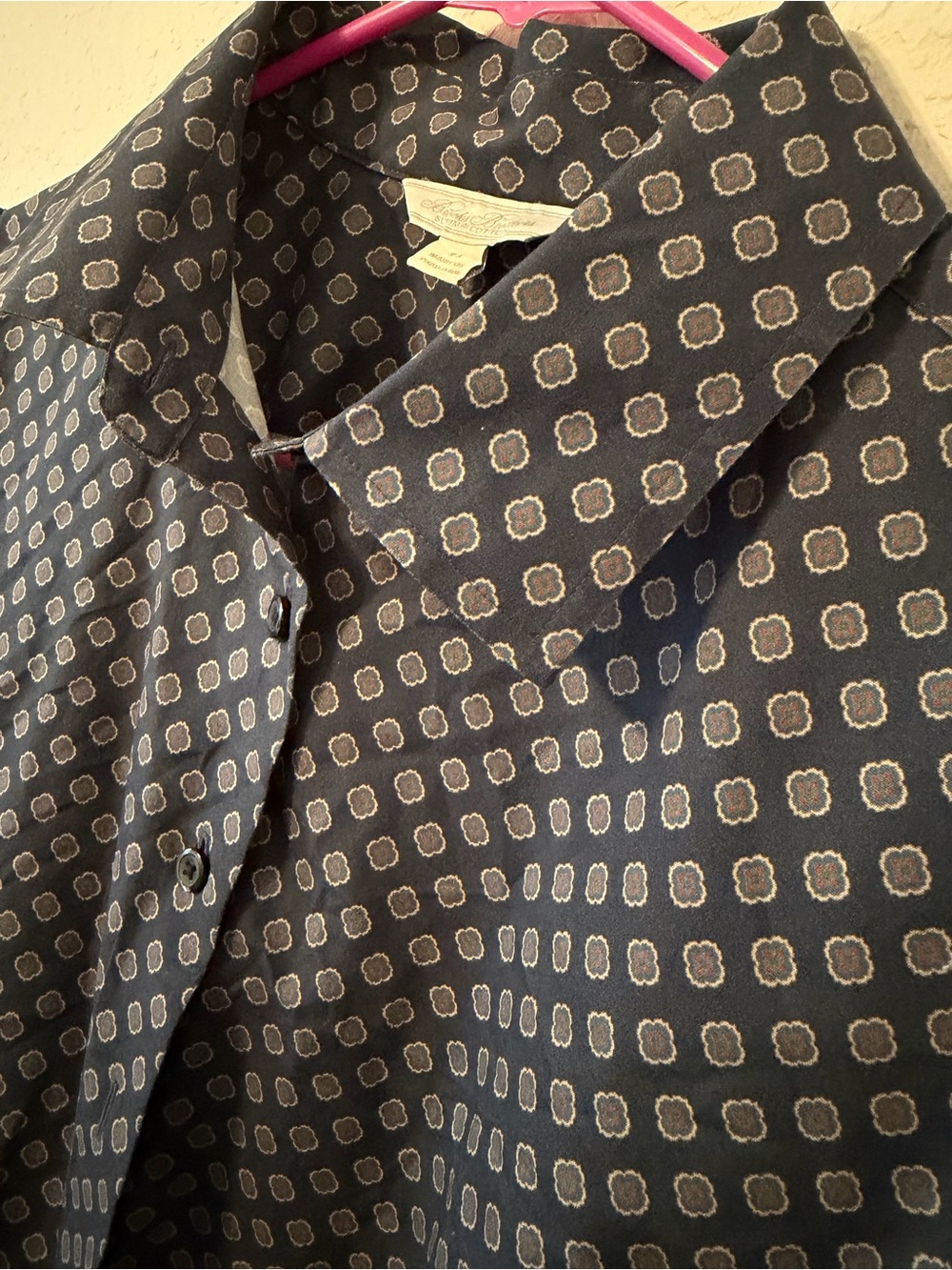 Brooks Brothers Dark Navy Geometric Print Men's Shirt
